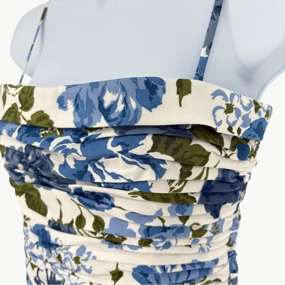 Reformation Orion Floral Organic Cotton Camisole Top | Sz 6 | White & Blue - Picture 11 of 16